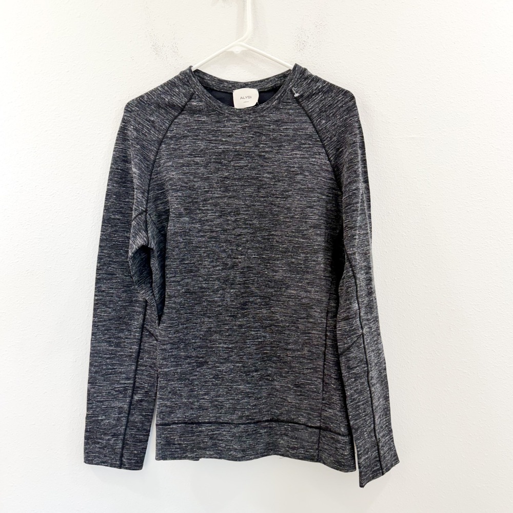 Alysi Made in Italy Crewneck Pullover Boho Preppy Sweater Heathered Gray Top